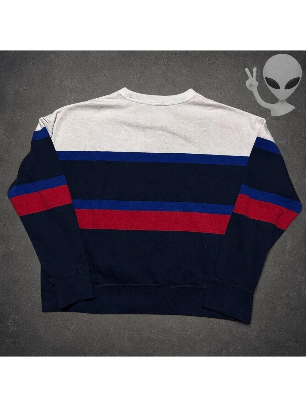 Polo Ralph Lauren Crewneck Sweatshirt Womens M Navy Blue Red White Colorblock - Picture 5 of 6